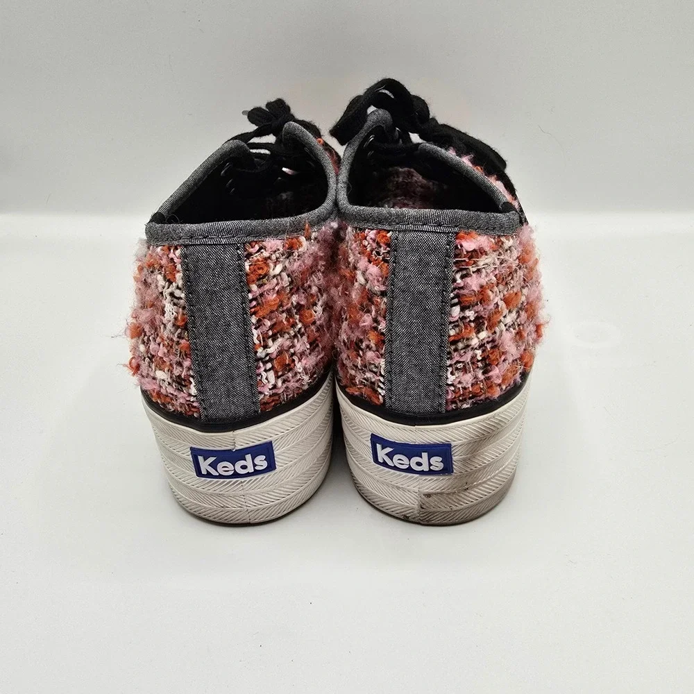 Keds Triple Up Boucle Platform Sneaker Womens Tweed‎ Pink Orange Low Top 9